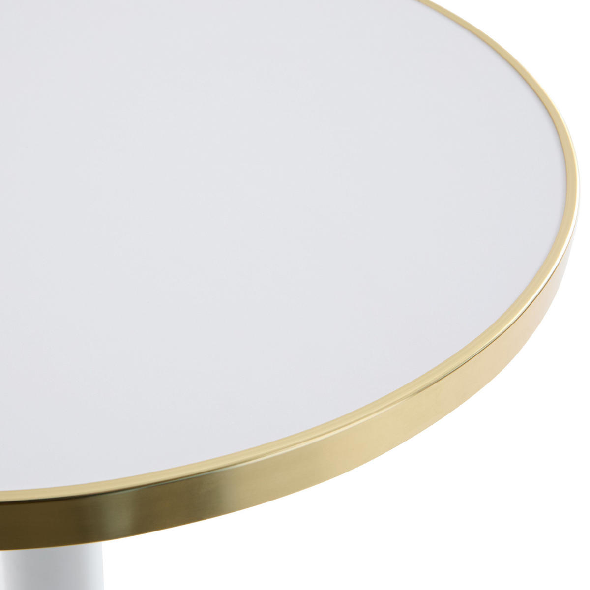 TISCHPLATTE runder 60 cm, Weiß - Weiß Hochglanz/Goldfarben, Metall (60/2.5/60cm) - Oviala