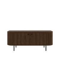 TV-SCHRANK Olivia 123 cm, mit 2 Türen, Stauraum, geriffeltem Design, dunkelbraun, schwarzfarbenen Metallfüßen - Dunkelbraun, Metall (123/50/43cm) - Margaret Hadas24