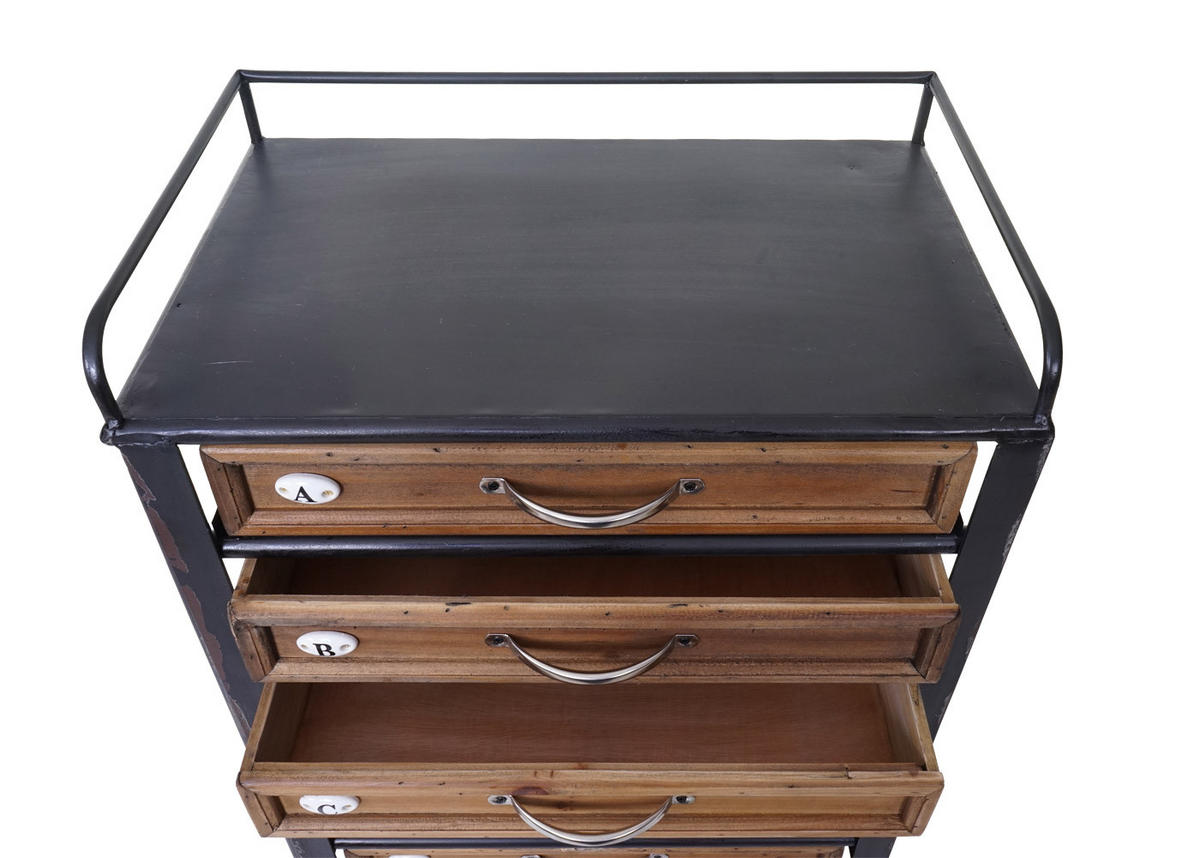 APOTHEKER-SCHRANK Braun, Schwarz - Schwarz/Braun, Holz (55/129/38cm) - MCW