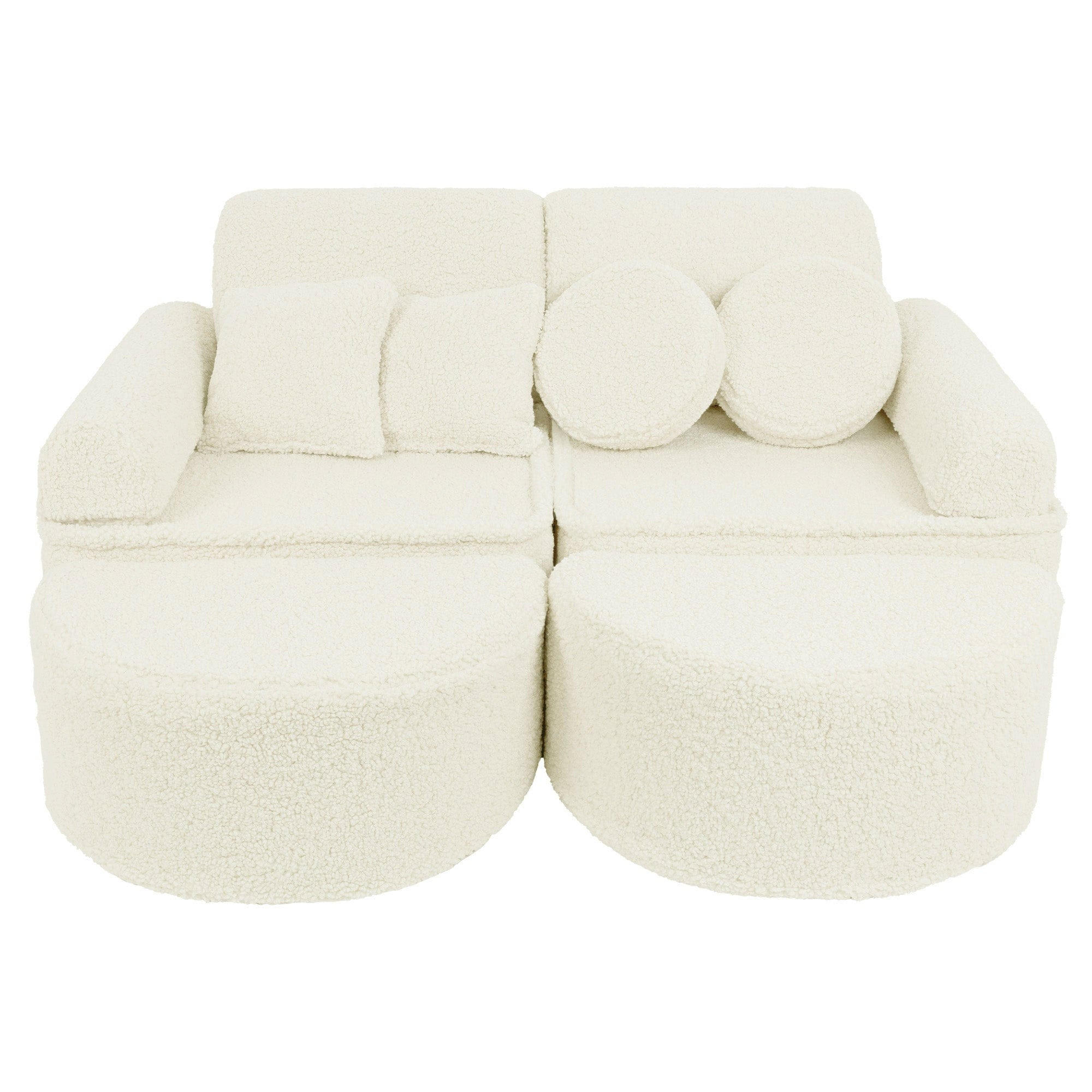 KINDERSOFA Pocket Max modular 12-tlg. aus Teddystoff in Creme - Creme, Textil (120/25/60cm) - MeowBaby