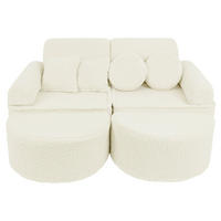 KINDERSOFA Pocket Max modular 12-tlg. aus Teddystoff in Creme - Creme, Textil (120/25/60cm) - MeowBaby
