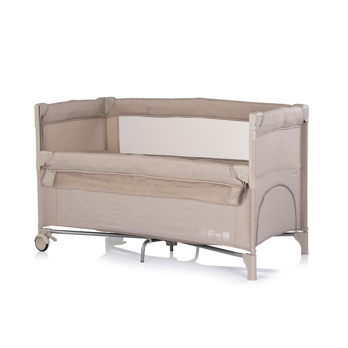 REISEBETT Relax Leinen 2 Ebenen beige braun Tasche, Reißverschluss, Räder, faltbar - Beige, Kunststoff (60/120cm) - Chipolino