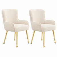 ESSZIMMERSTUHL 2er-Set mit Armlehnen Samt Beige/Gold - Beige, Metall (47.5/83/57cm) - Meubliv