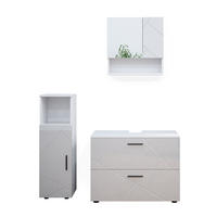 BADMÖBEL-SET Irma Weiß Hochglanz 3 Teile, mit Midischrank - Weiß Hochglanz/Weiß, Holzwerkstoff (80/58.6/41cm) - Vicco