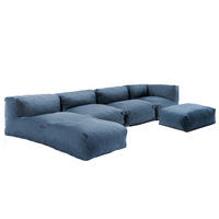 GARTENSOFA 5-tlg., Pazifikblau - Blau, Textil (85/65/160cm) - Oviala