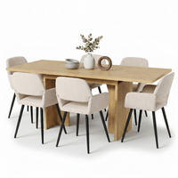 ESSTISCH-SET 1+6, ausziehbarer Tisch mit 6 Esszimmerstühlen - Eichefarben/Schwarz, Holzwerkstoff (180/75/80cm) - Urban Meuble