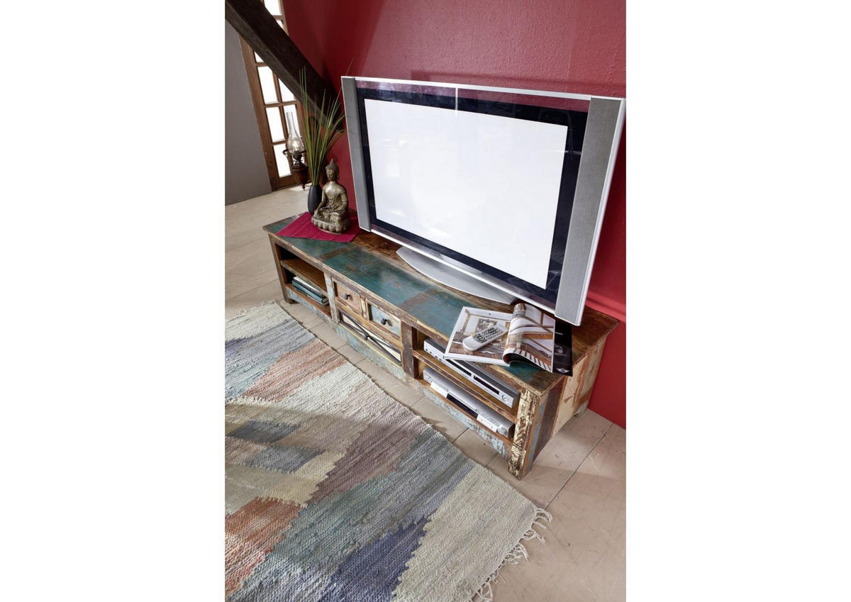 TV-BOARD Altholz 180x50x50 mehrfarbig lackiert NATURE OF SPIRIT #18 - Multicolor, Holz (50/50/180cm) - Massivmoebel24