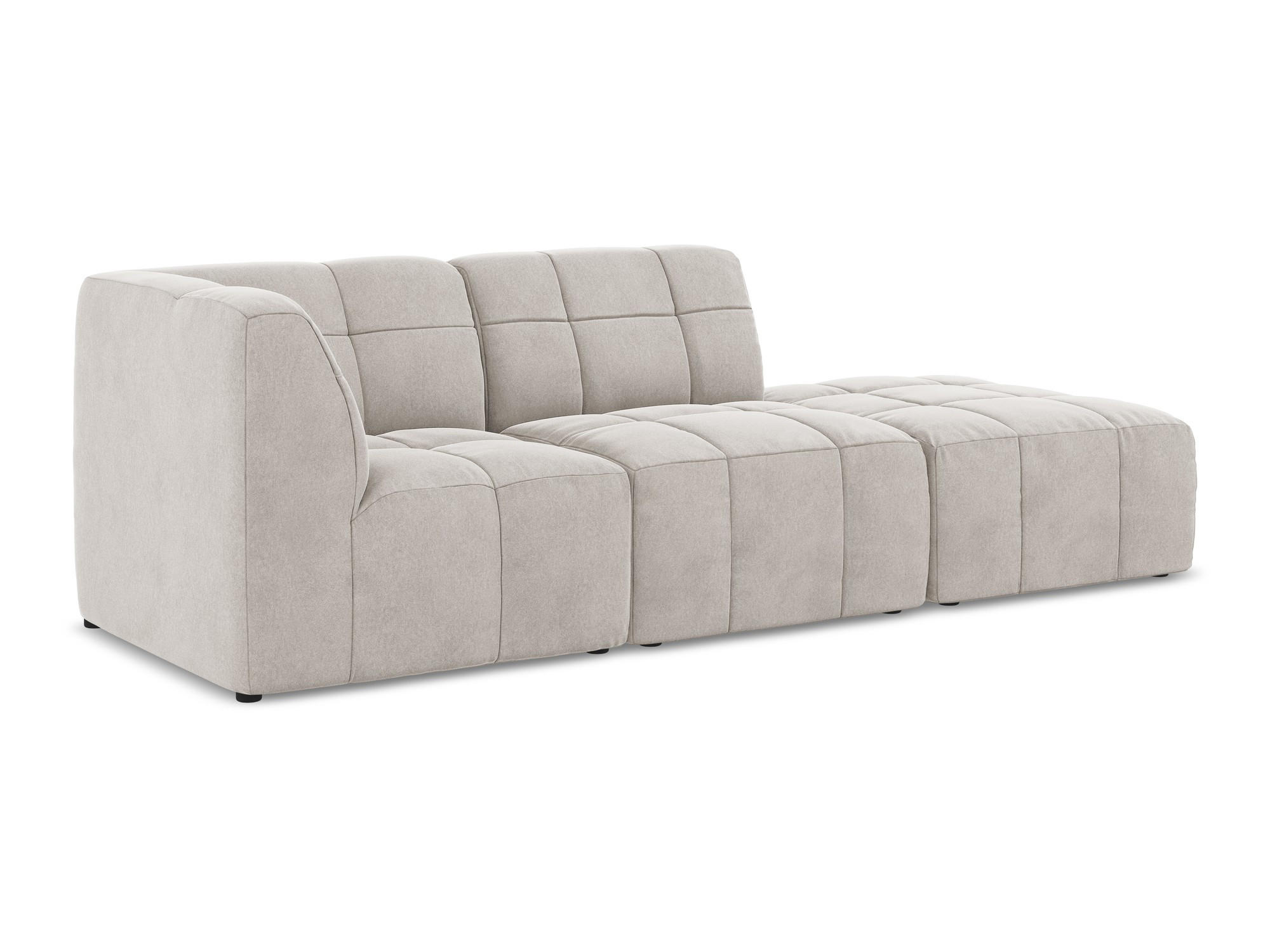 ECKSOFA Rechts Samt Stoff Beige - Creme/Schwarz, Holzwerkstoff/Kunststoff (240/90cm) - Makamii