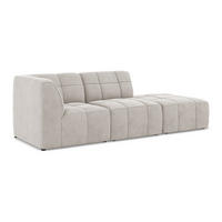 ECKSOFA Rechts Samt Stoff Beige - Creme/Schwarz, Holzwerkstoff/Kunststoff (240/90cm) - Makamii