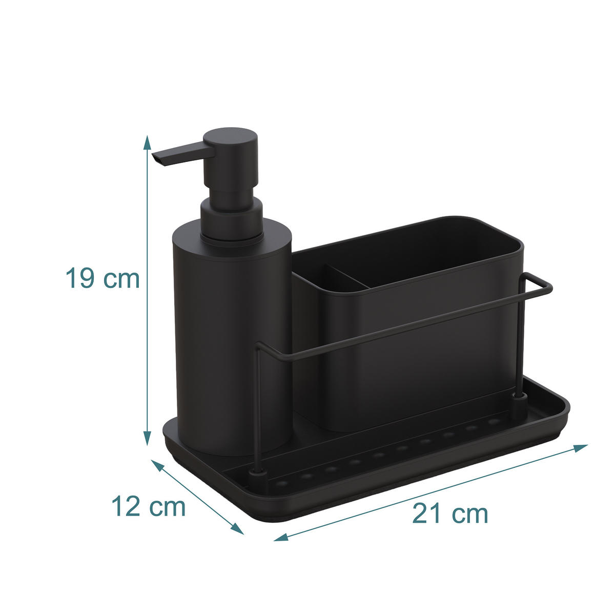 SPÜLBECKEN-ORGANIZER Set - Schwarz, Kunststoff/Metall (21/19/12cm) - Relaxdays