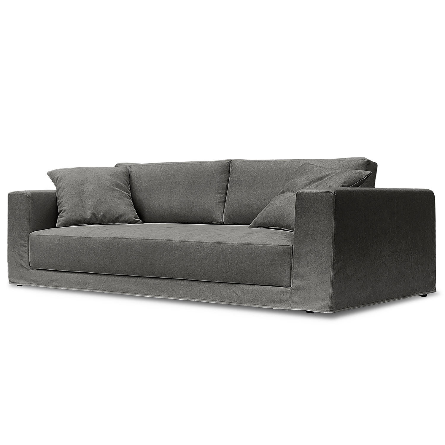 3-SITZER SOFA mit Wechselbezug - Webstoff - Dunkelgrau, Textil (245/63/122cm) - home24