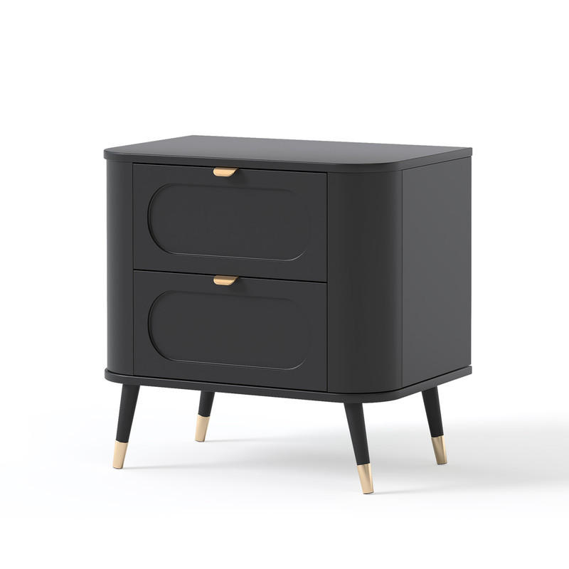 NACHTSCHRANK NOIR 60/40/61 cm Schwarz - Goldfarben/Schwarz, Holzwerkstoff/Metall (60/61/40cm) - Idohome