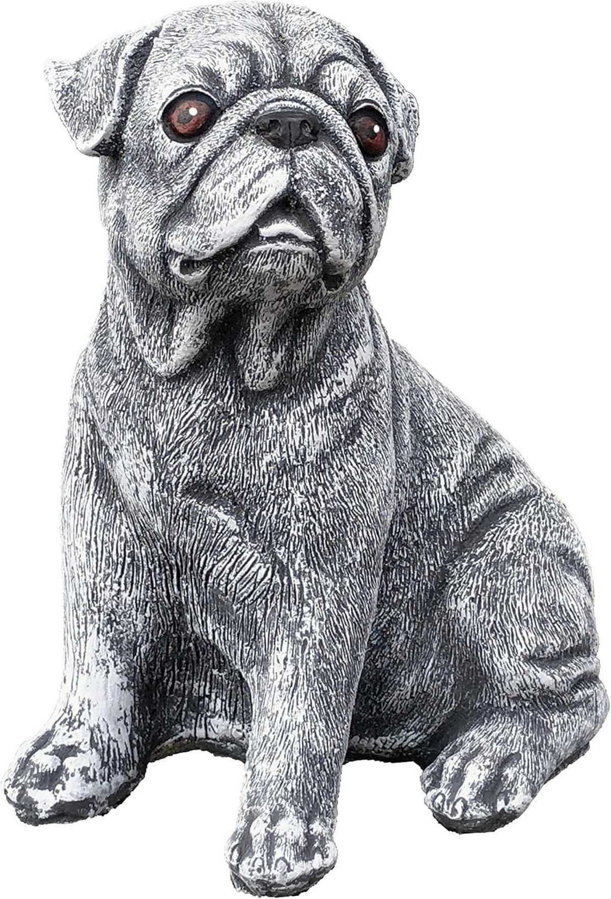 STEINFIGUR Hund Mops, Frostfest, Steinguss - Grau, Stein (12/19/15cm) - stoneandstyle
