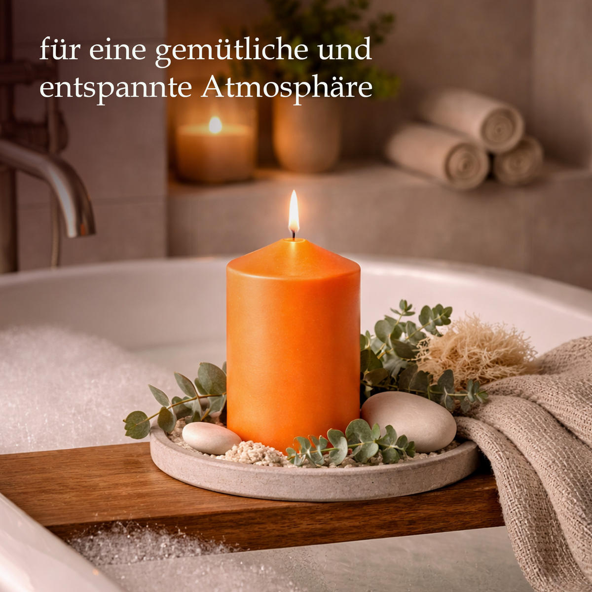 STUMPENKERZEN (6er Pack) Ø6cm x 10cm - Ocker - Dunkelorange, Naturmaterialien (10cm) - HS Candle
