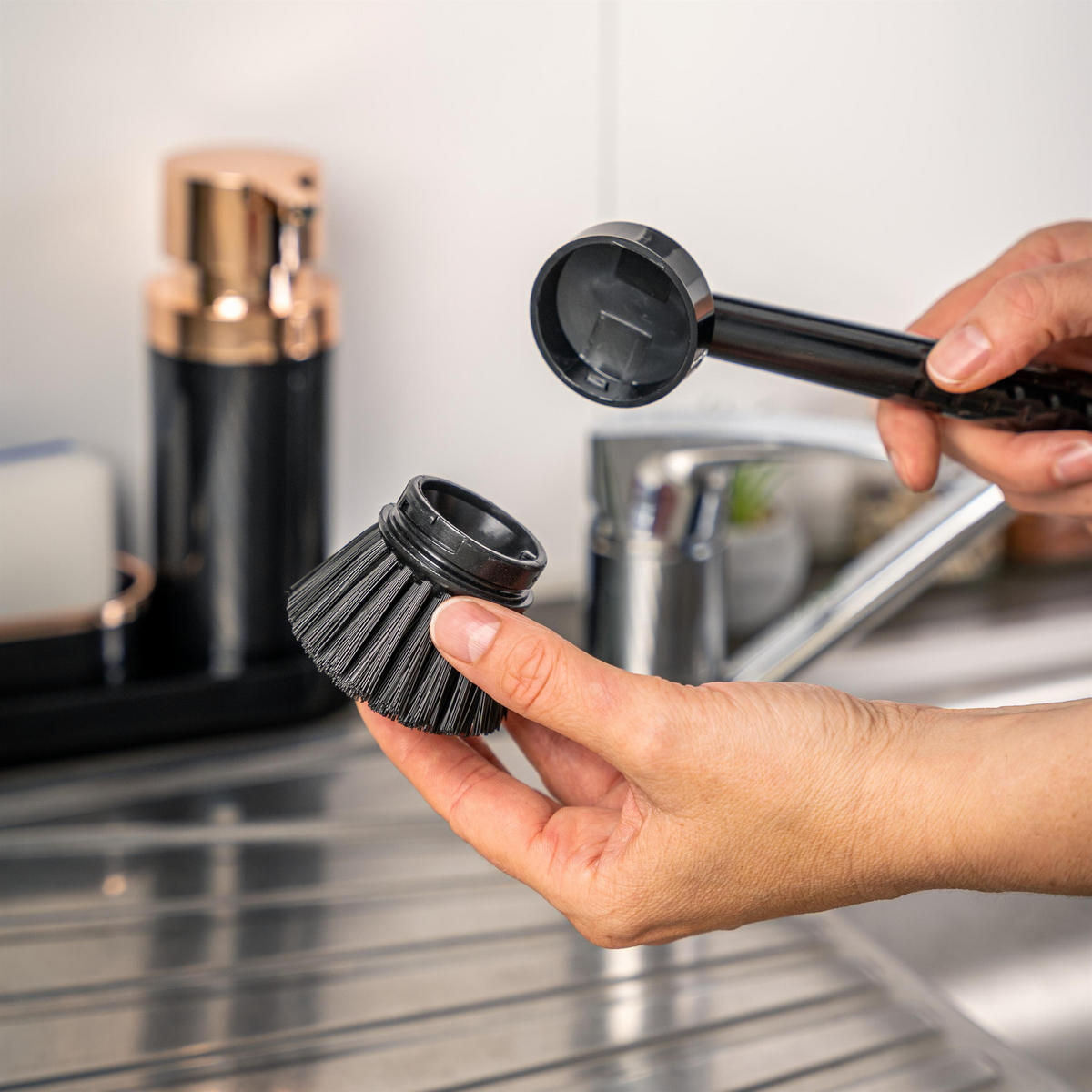 SPÜL-SET, schwarz - Schwarz, Kunststoff (20/8.5/8.5cm) - bremermann