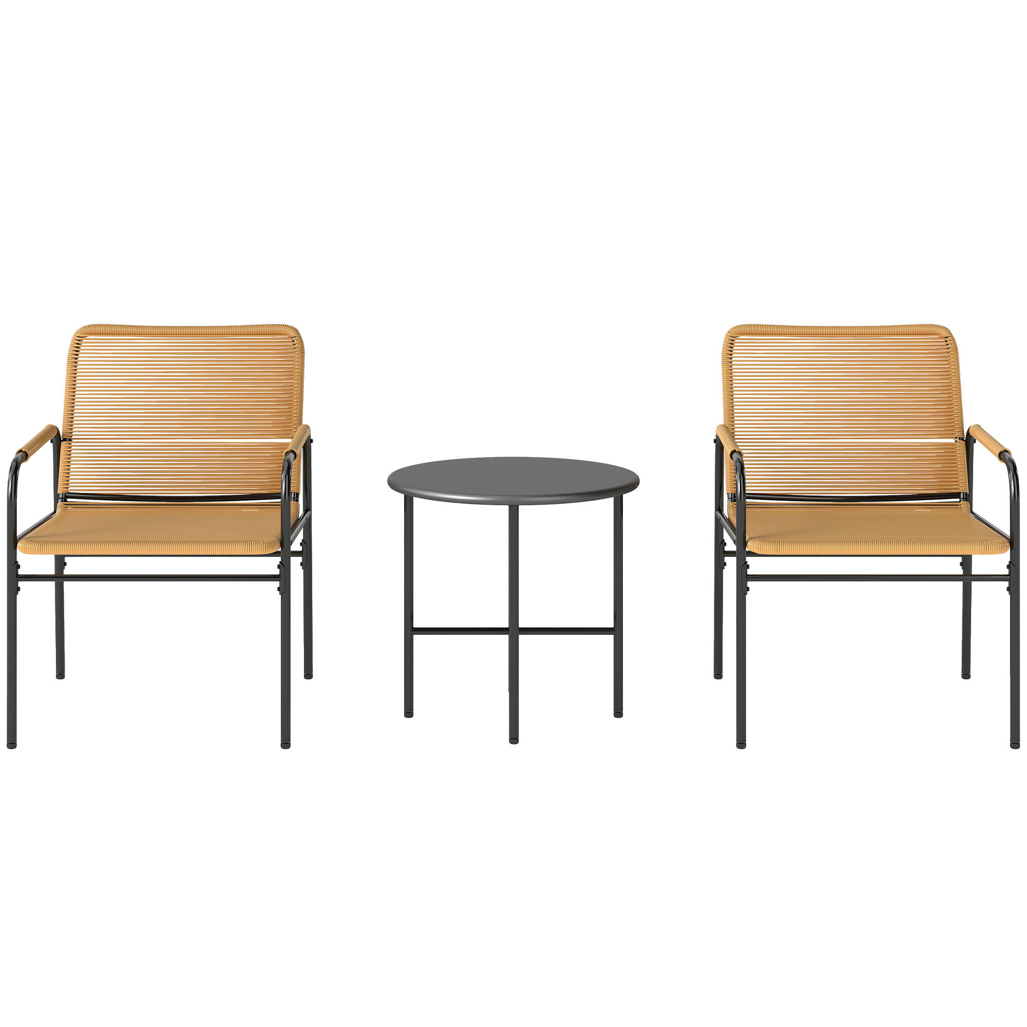 BISTROSET DE-06741 3-teilig mit 2 Sesseln & Couchtisch Gelb - Gelb, Kunststoff/Metall - ComfortXL