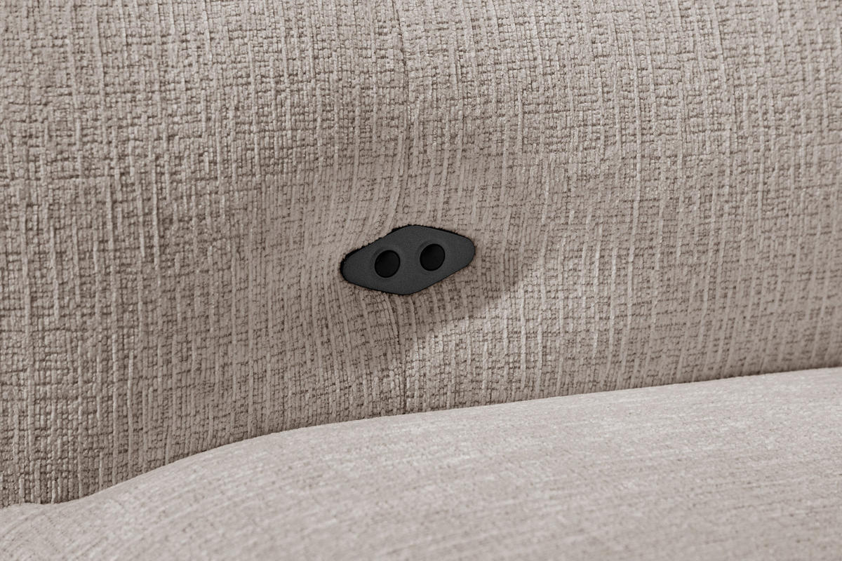 ECKSOFA SVEN 3-Sitzer, 1 Relax XL, verstellbare Kopfstützen, beige - Beige/Schwarz, Holzwerkstoff/Textil (256/163cm) - Courtois Laville