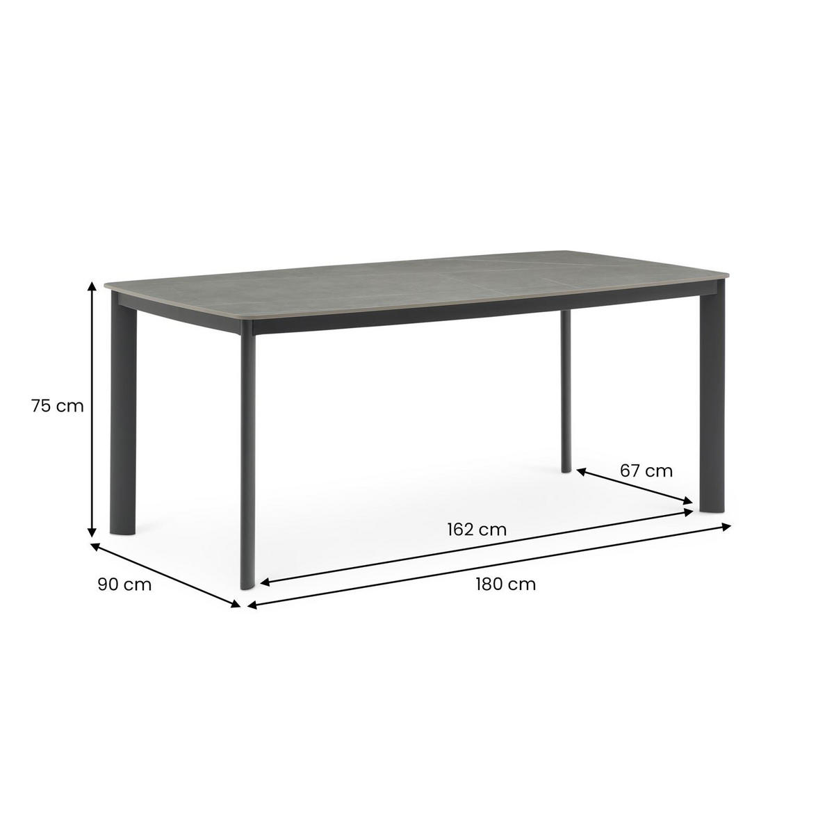 GARTENTISCH TAVOLO - Anthrazit, Metall (90/180/75cm) - IDIMEX