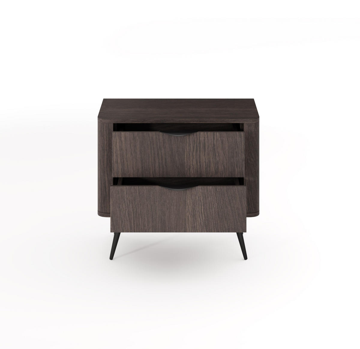NACHTTISCH Arvis Eiche Dunin, mit Schubladen - Eichefarben/Schwarz, Holzwerkstoff (63/55/38cm) - Bettso
