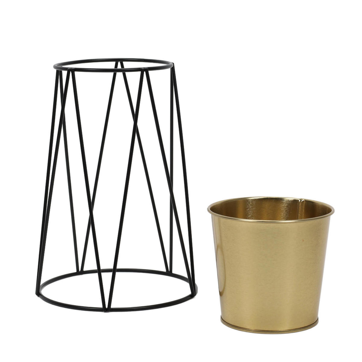 BLUMENTOPF mit Ständer - Goldfarben, Metall (16/22cm) - Home Styling Collection