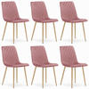 STUHL SCANNO 6-er Set, Rosa, Metallbeine in Holzfarbe, mit Samtstoff gepolstert - Rosa, Textil/Metall (45/89/53cm) - Komodee