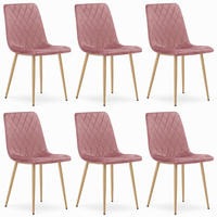STUHL SCANNO 6-er Set, Rosa, Metallbeine in Holzfarbe, mit Samtstoff gepolstert - Rosa, Textil/Metall (45/89/53cm) - Komodee