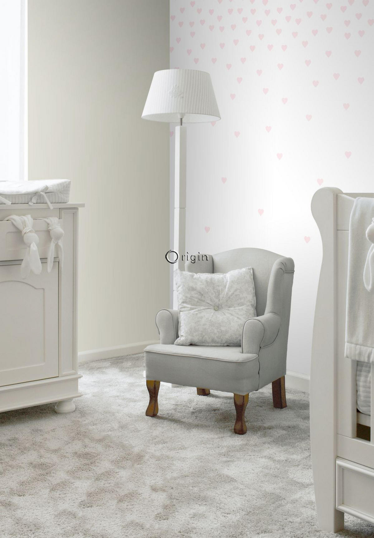 FOTOTAPETE Konfetti Herzen 200 x 279 cm - Pink, Papier (200/279cm) - Origin Wallcoverings