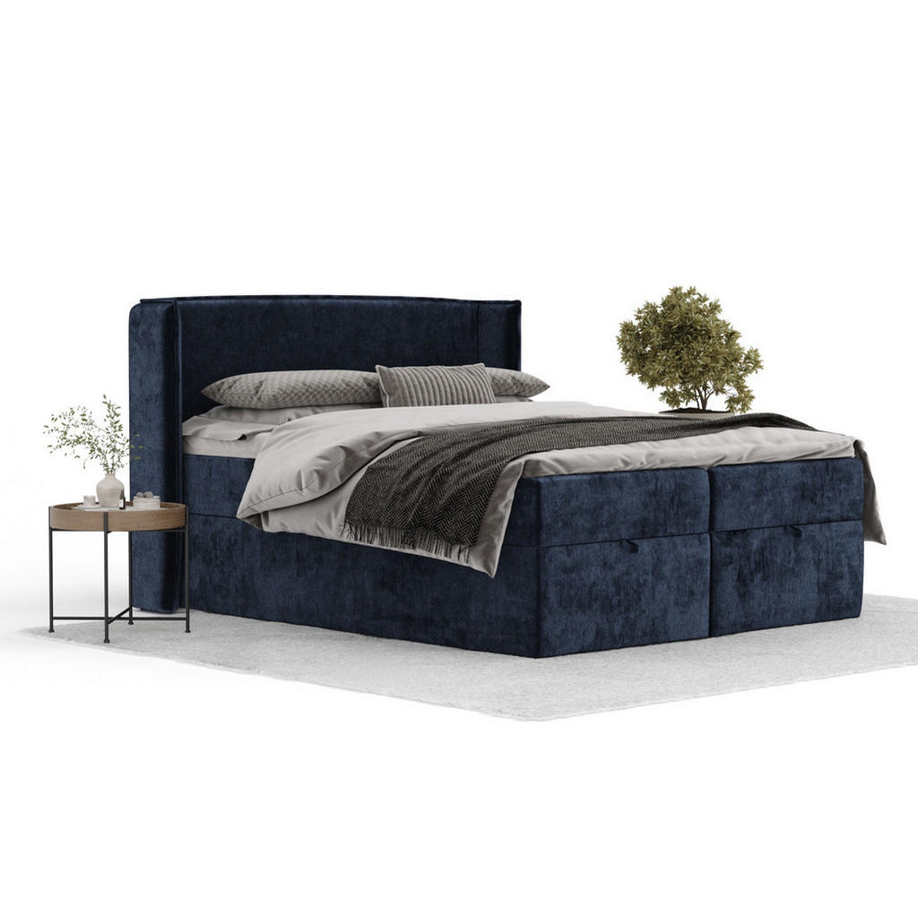 Thumbnail - Maison de Reve Boxbett, Dunkelblau, Textil, Buche, Kiefer, H3, Höhe ca. 20 cm, 200x200 cm, Oeko-Tex® Standard 100, FSC 1...
