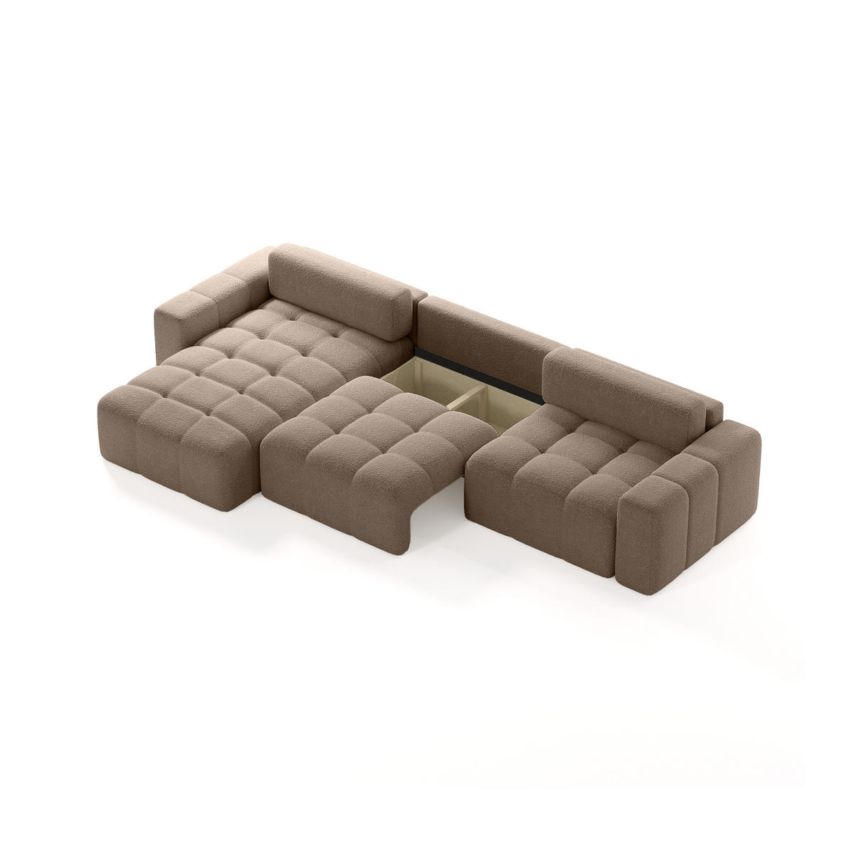 ECKSOFA RIFU SO 300x140 cm, Braun - Braun, Textil (346/185cm) - Fedve