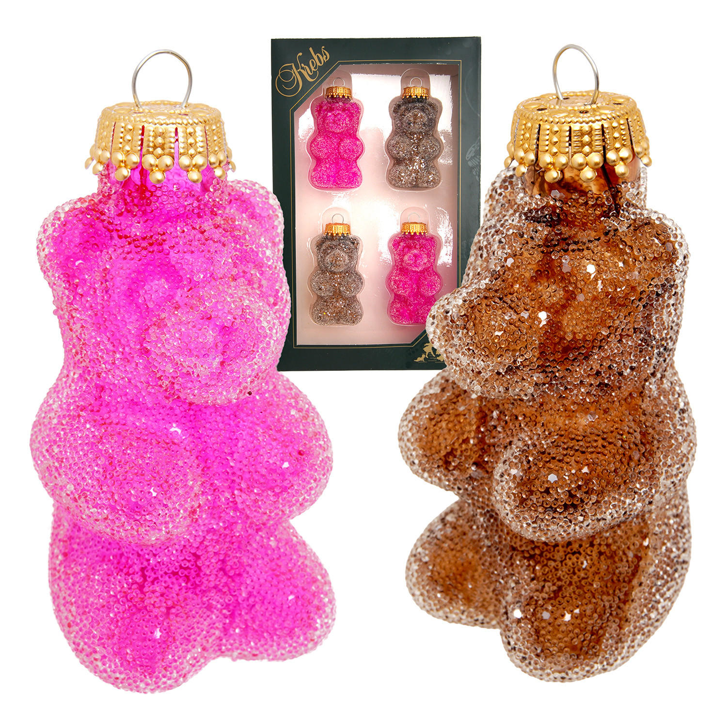 CHRISTBAUMSCHMUCK Gummibären Mehrfarbig 7cm (Glas / 4 Stk.) - Multicolor, Glas (4/7/4cm)