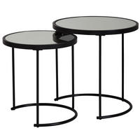 BEISTELLTISCH Set – Schwarz Glasplatte modern 50x50x50 cm 42x45x42 cm - Schwarz, Glas/Metall (50/50/50cm) - KADIMA DESIGN