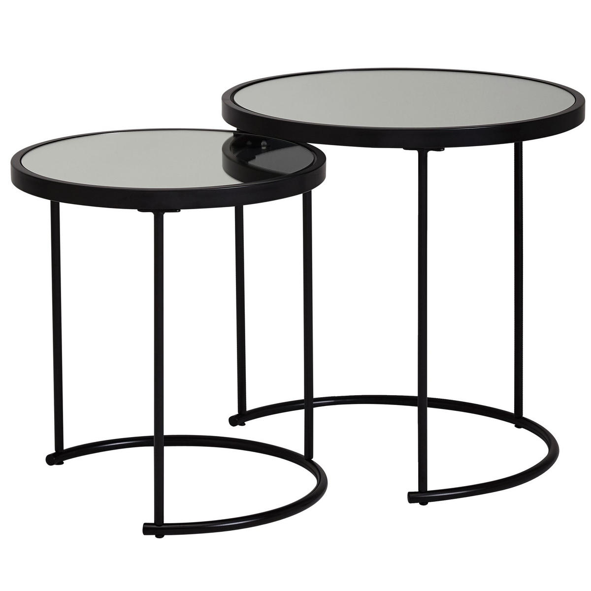 BEISTELLTISCH Set – Schwarz Glasplatte modern 50x50x50 cm 42x45x42 cm - Schwarz, Glas/Metall (50/50/50cm) - KADIMA DESIGN