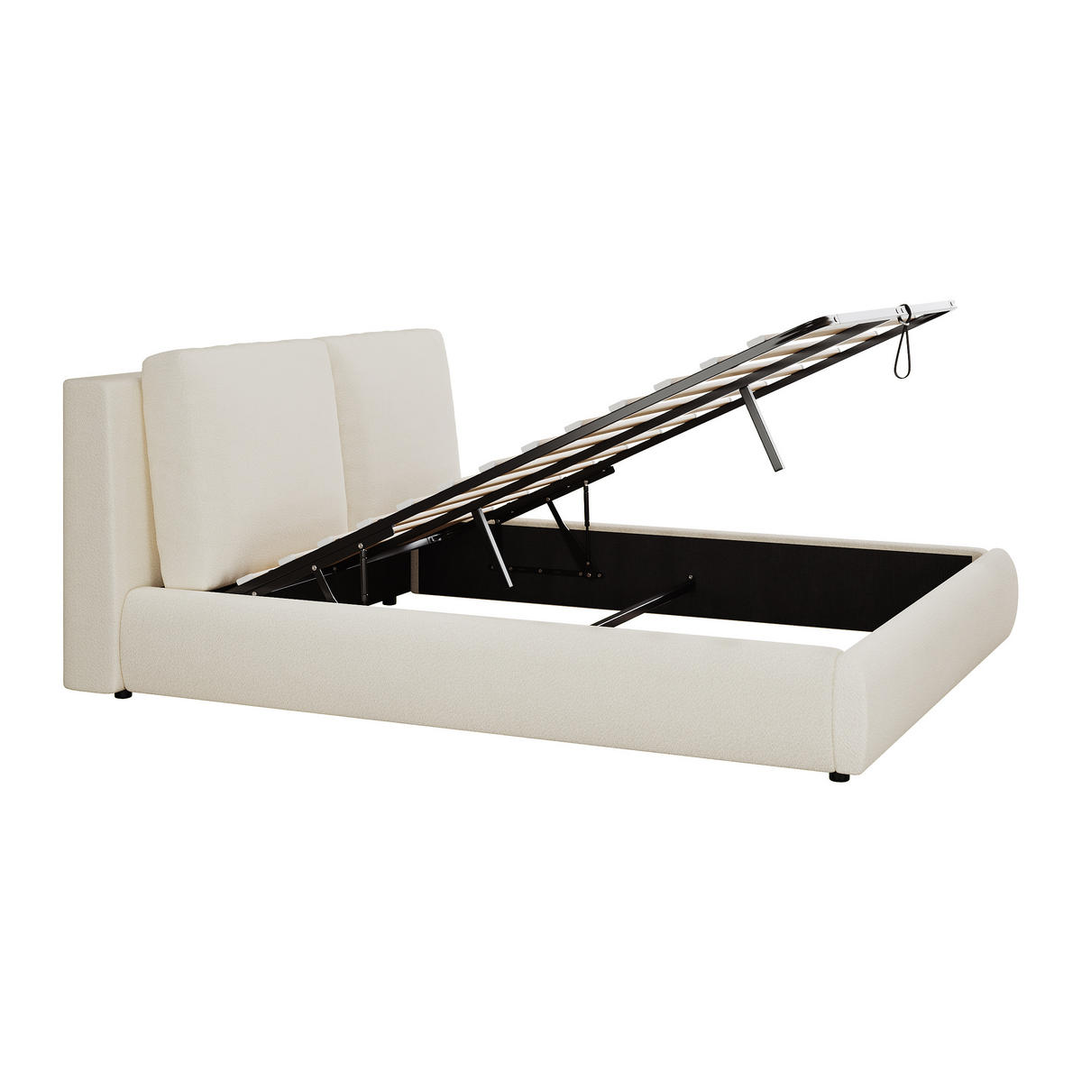 POLSTERBETT 180/200 cm Beige Bouclé mit Stauraum und Lattenrost - Beige, Textil (180/200cm) - OKWISH
