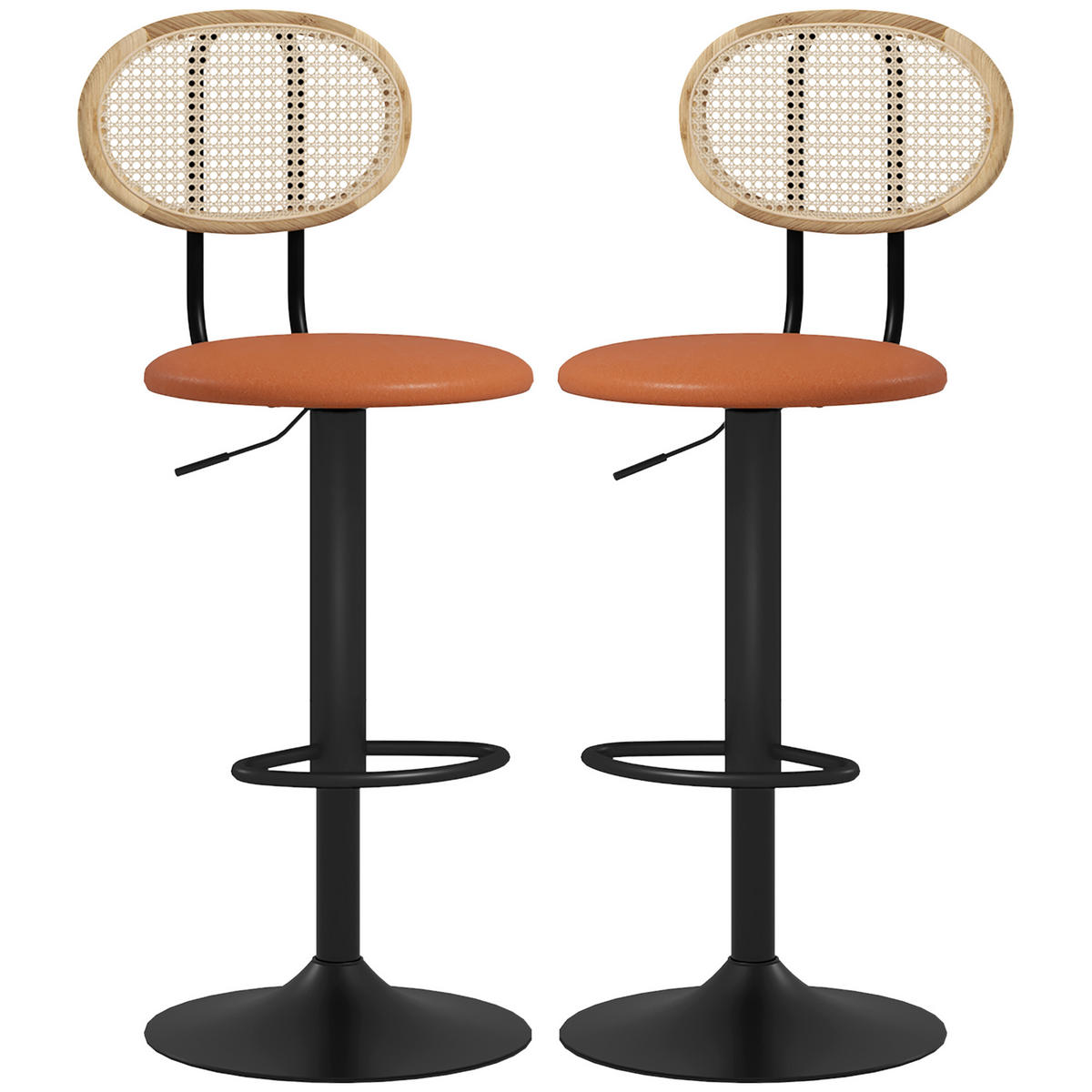 BARHOCKER 2er-Set DE-14747 höhenverstellbar & schwenkbar mit Fußstütze Braun - Braun, Metall (52/113.5/40.5cm) - ComfortXL