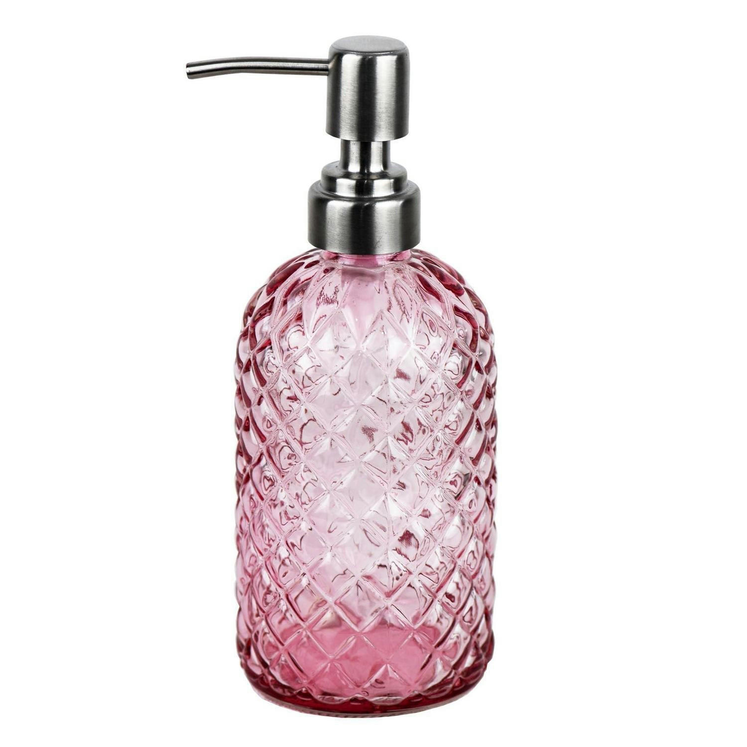SEIFENSPENDER Glas Rosa mit Edelstahlpumpe - Rosa, Glas (7/17.8/7cm)