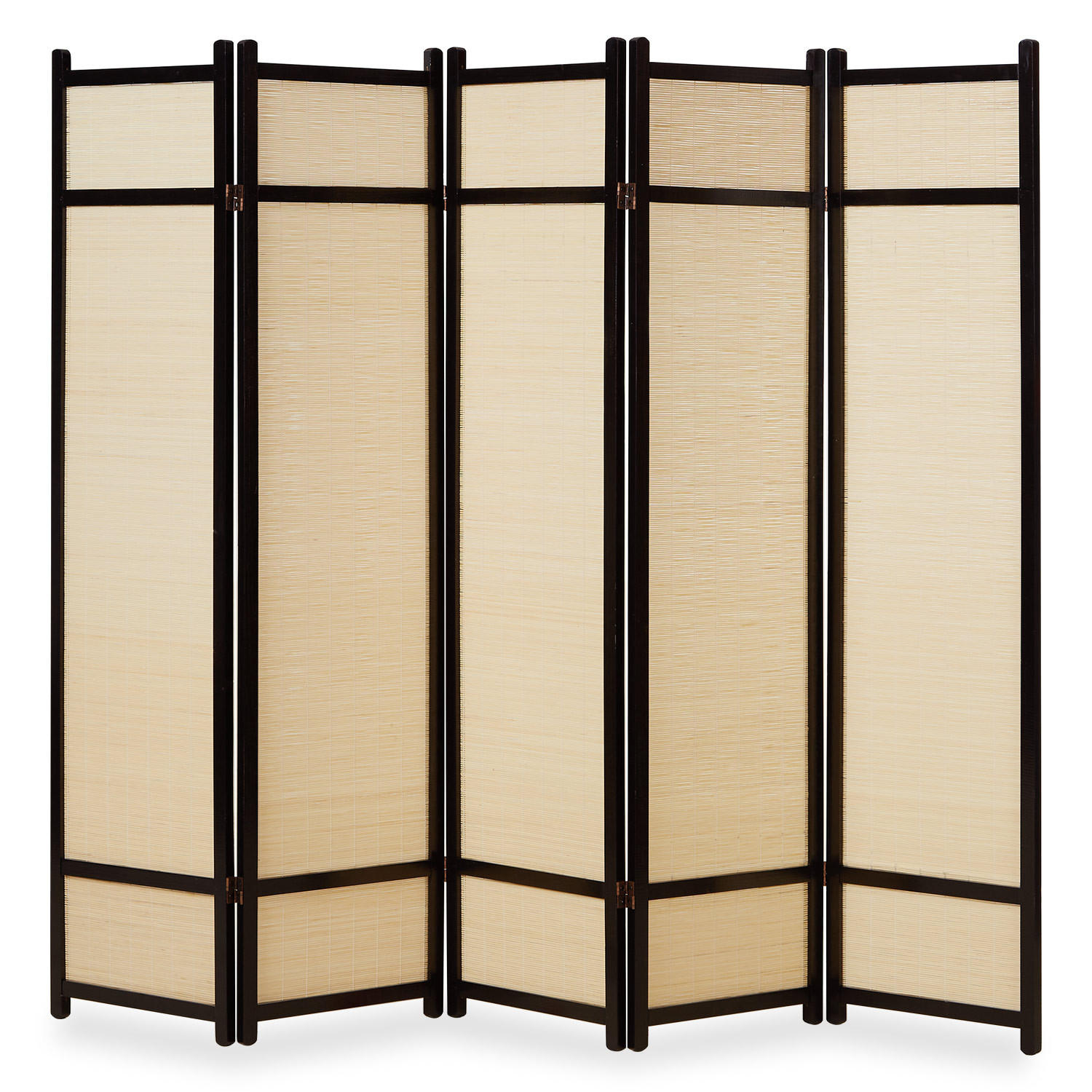 PARAVENT 5-tlg. 220/175 cm Schwarz Bambus - Schwarz, Holz (220/175/2cm) - Homestyle4u