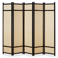 PARAVENT 5-tlg. 220/175 cm Schwarz Bambus - Schwarz, Holz (220/175/2cm) - Homestyle4u