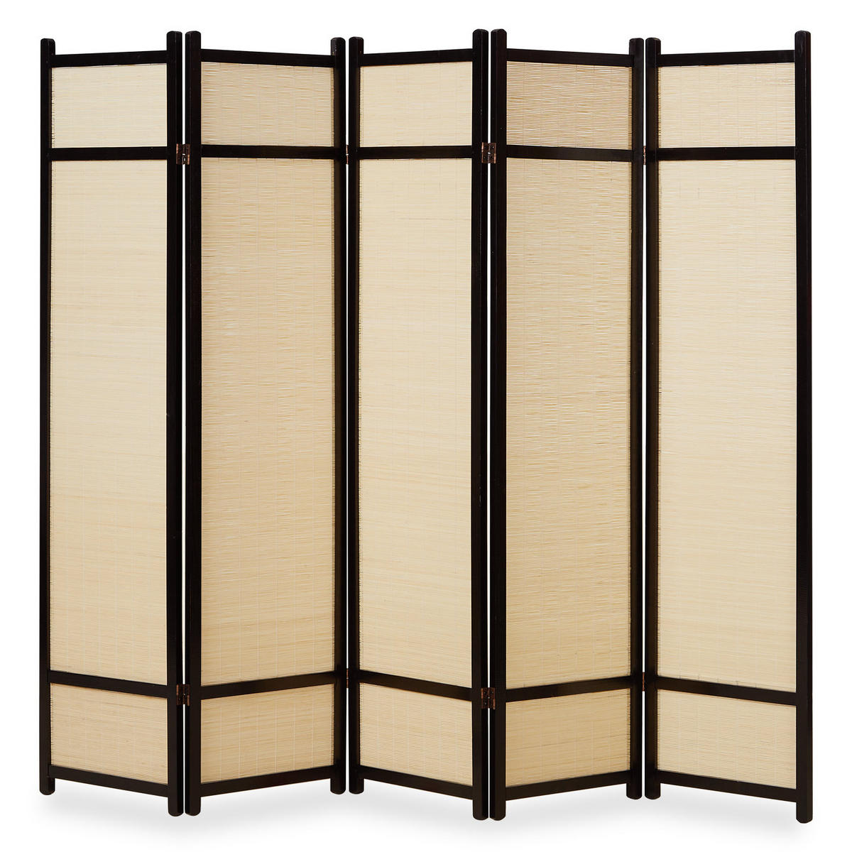 PARAVENT 5-tlg. 220/175 cm Schwarz Bambus - Schwarz, Holz (220/175/2cm) - Homestyle4u