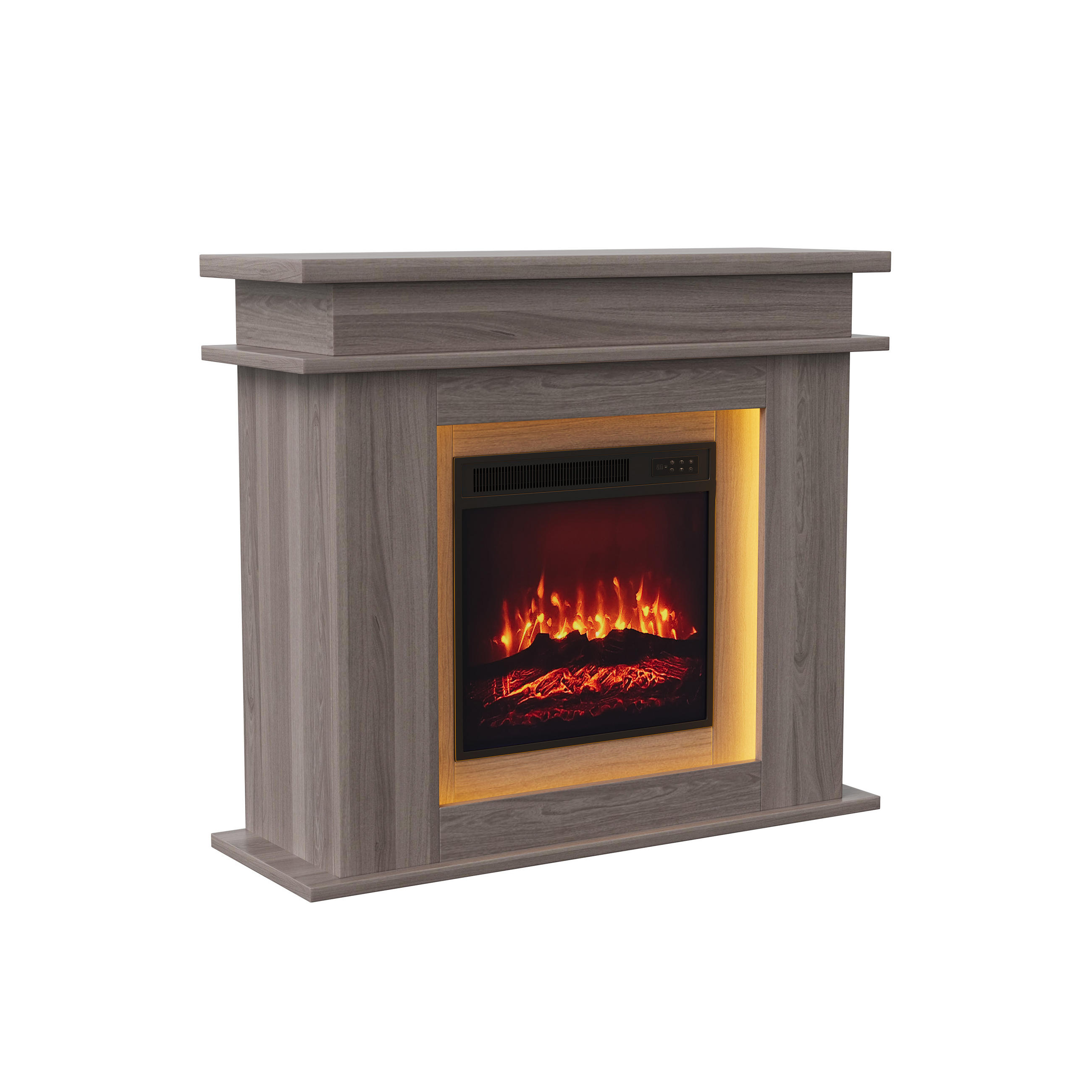 ELEKTROKAMIN freistehend 3D Flamme LED Dekokamin Eiche - Eichefarben, Holz (34.5/88.8/101cm) - LEBENLANG
