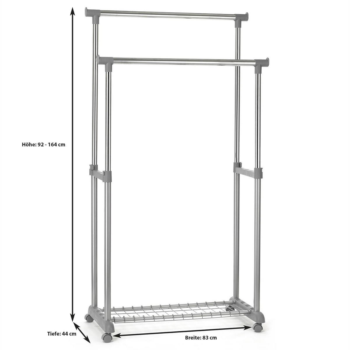 GARDEROBENWAGEN GROSSO - Chromfarben, Metall (83/164/44cm) - IDIMEX