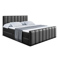 BOXBETT mit Matratze H3 - OTTA-Z - 160x200 cm Schwarz - Schwarz Hochglanz, Holzwerkstoff (160/200cm) - ALTDECOR