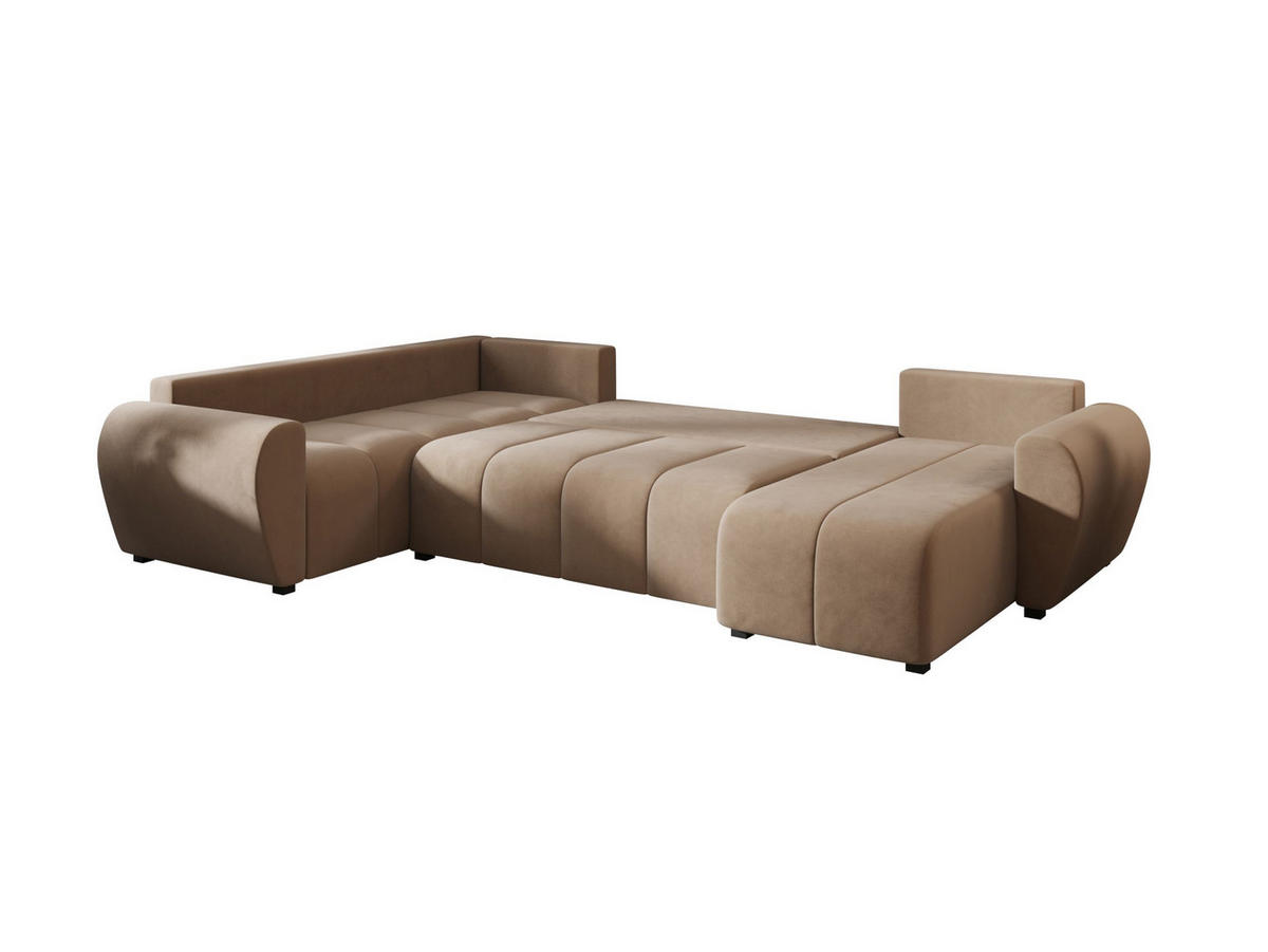 WOHNLANDSCHAFT MOLISA U PLUS Itaka 48 Rechts mit Schlaffunktion - Braun, Textil (303/82/208cm) - Bedante