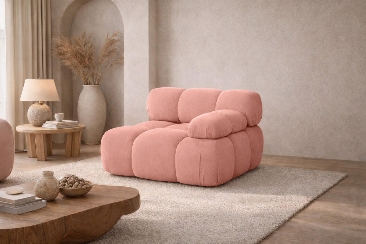 MODUL Seitlich, Für Modulares System, Stoff Salvador, Rosa, Rechts, Selia - Pink, Holz (95/70/95cm) - Kaiser Möbel