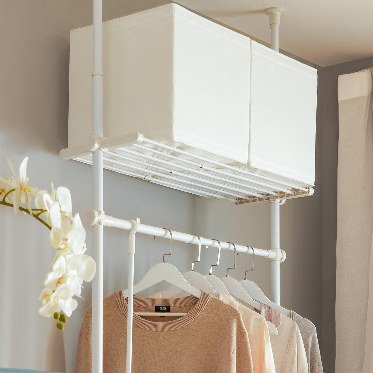 TELESKOP GARDEROBEN SYSTEM Weiß - Weiß, Kunststoff (80/295/2cm) - SoBuy