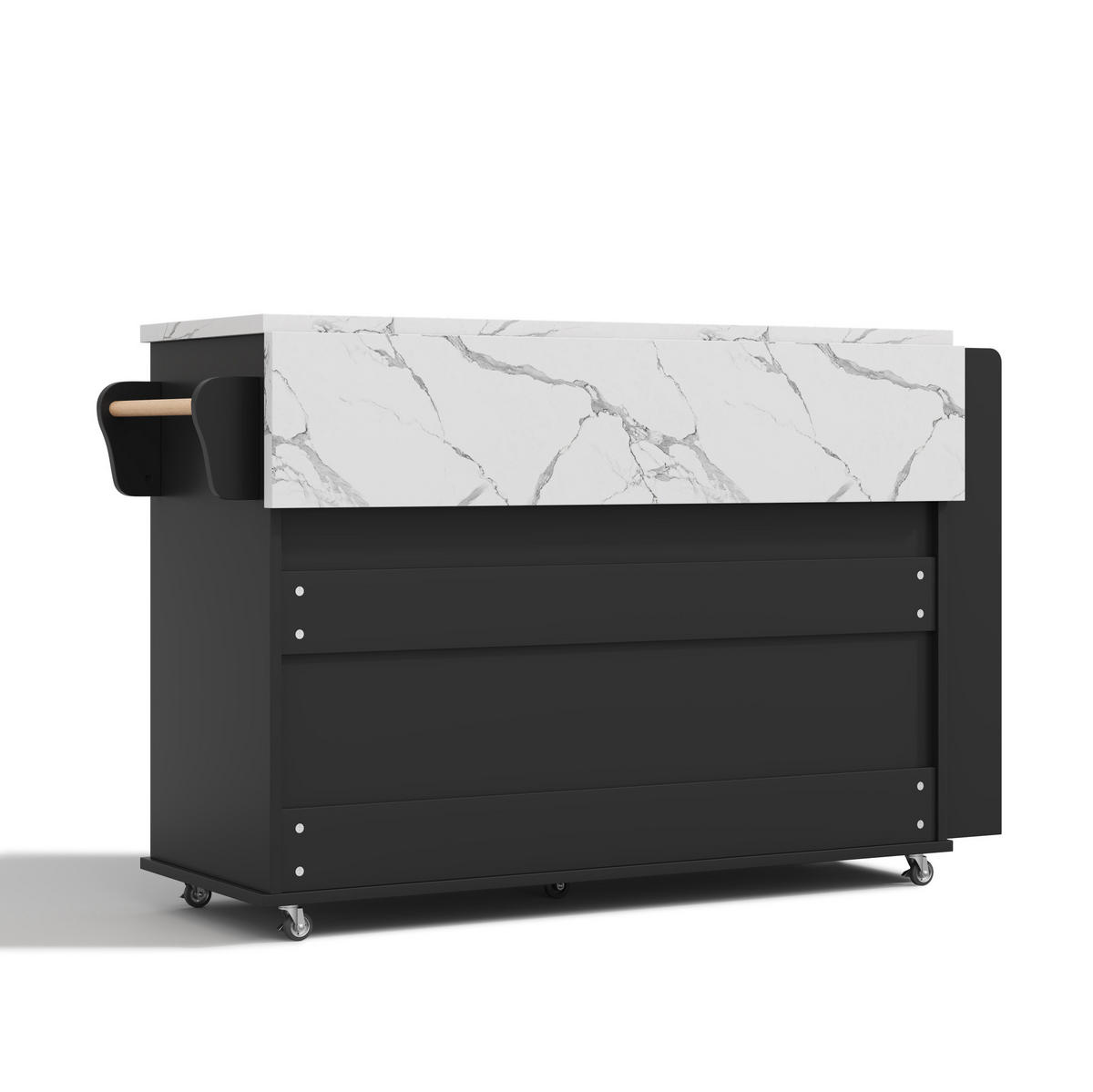 KÜCHENINSEL 120/45-70/90 cm aus MDF mit klappbarer Arbeitsplatte Schwarz - Schwarz, Holzwerkstoff (138/90/70cm) - Modenvie
