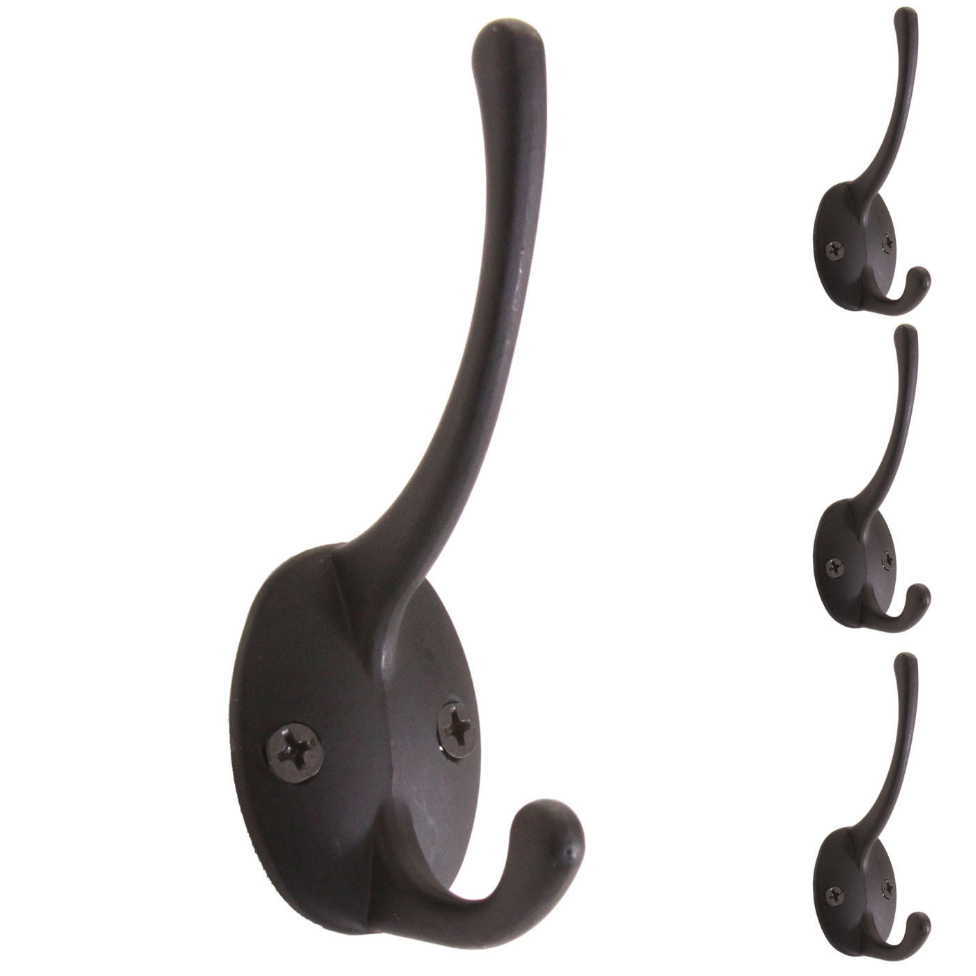 GARDEROBENHAKEN abgerundet Schwarz 4er-Set - Schwarz, Metall (3/8/4cm) - MCW