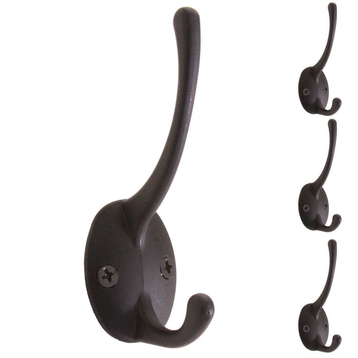 GARDEROBENHAKEN abgerundet Schwarz 4er-Set - Schwarz, Metall (3/8/4cm) - MCW