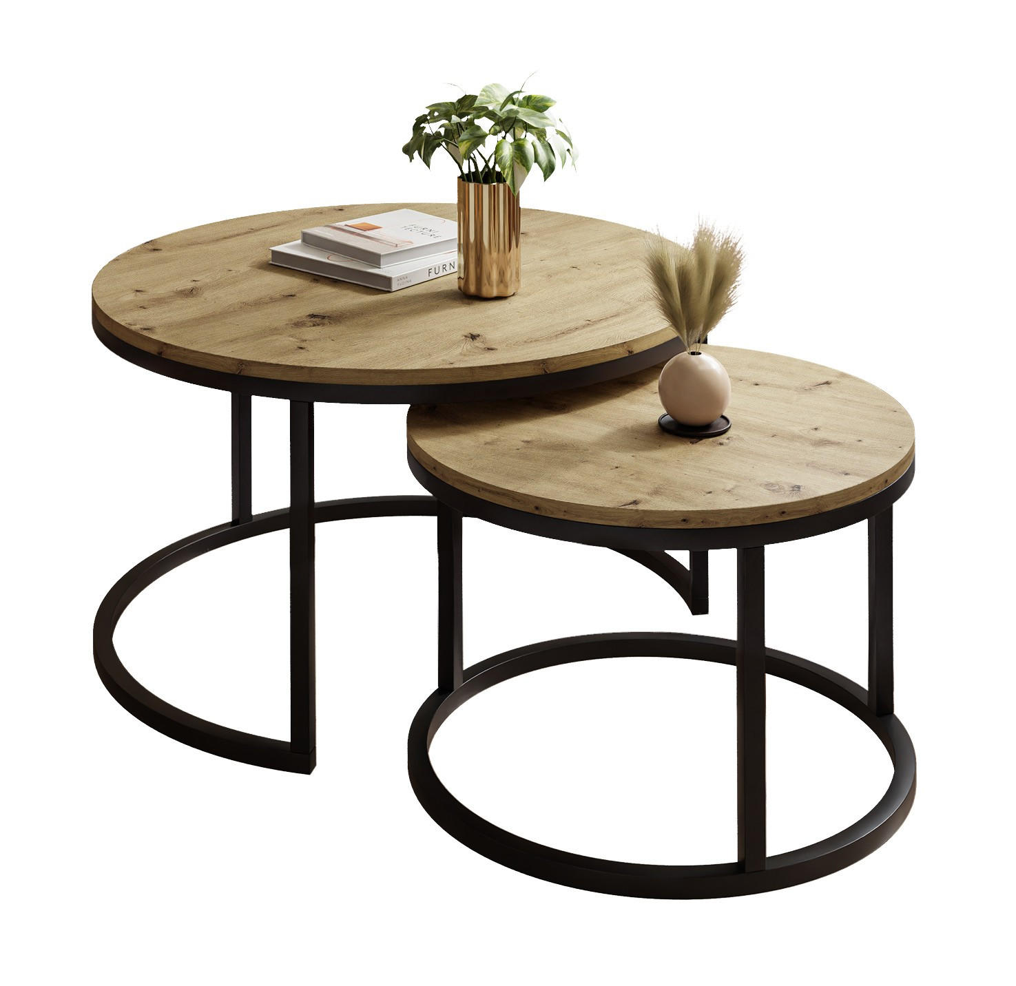 COUCHTISCH CIRI 2-in-1 Eichenholz ArtisanWotn - Schwarz, Holzwerkstoff (70/70/48cm) - Lookway