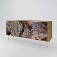 SIDEBOARD GOLDEN TIDES, Eicheneffekt, 164,5x42x77,5 cm, 3 Türen - Eichefarben/Buchefarben, Holzwerkstoff/Buchenholz (164.5/77.5/42cm) - SpaceRebels
