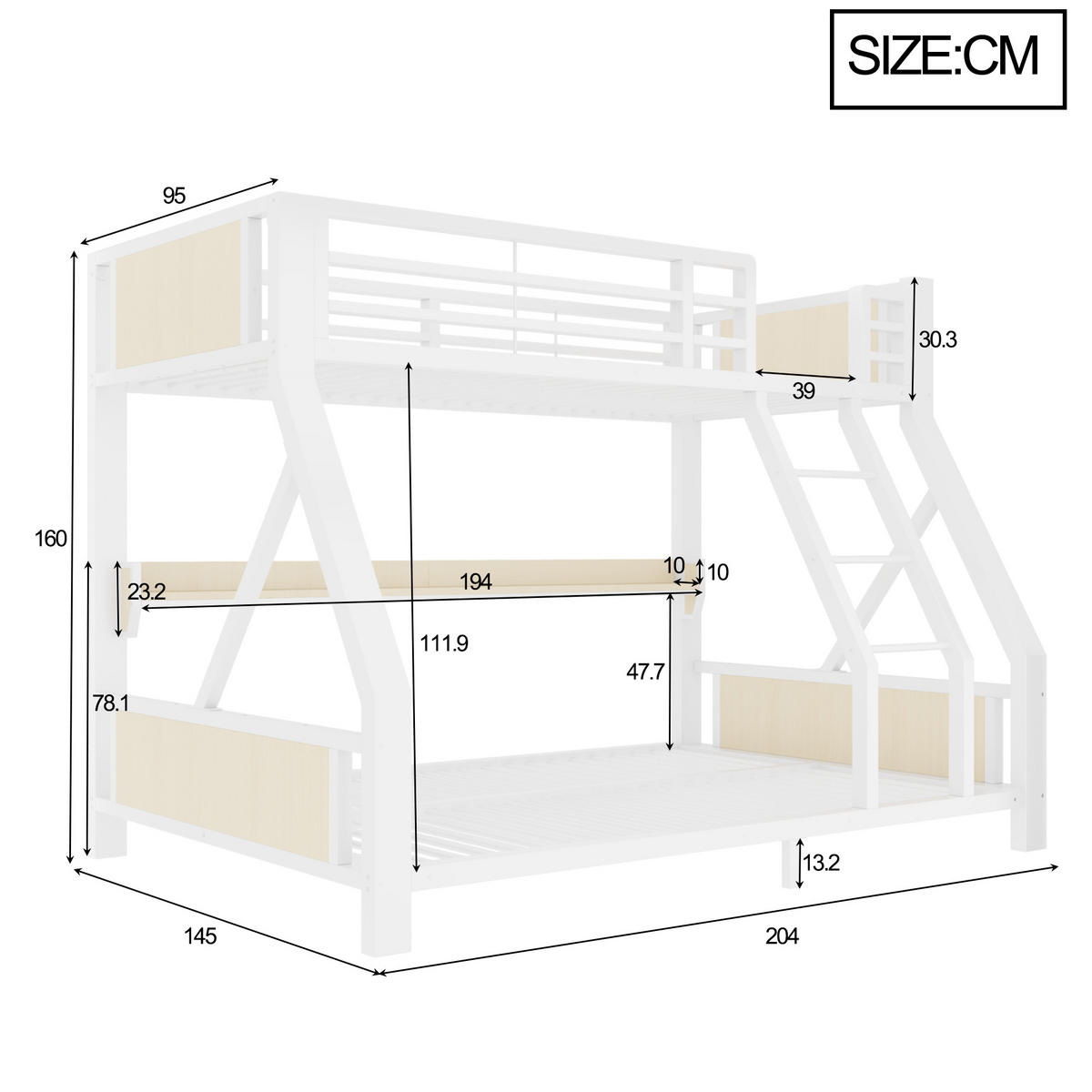 ETAGENBETT 90/140/200 cm mit LED, DE-41604, in Weiß - Weiß, Metall (140/200cm) - ComfortXL